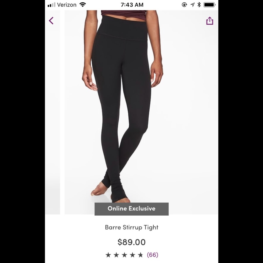 Athleta barre stirrup pant size medium